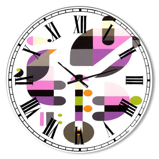 Designart 'Concerto For Birds Oversized Mid-Century Wall Clock